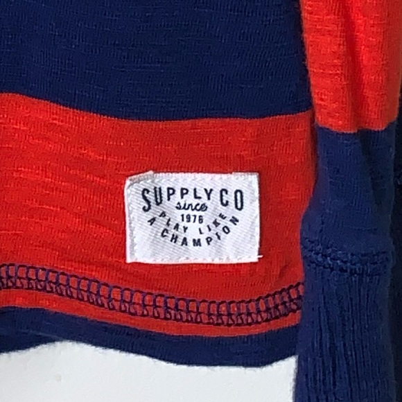 H&M RUGBY POLO JERSEY LONG-SLEEVE EMBROIDERY PATCH STRIPED SLUB SHIRT TOP 8-10 - Picture 4 of 8